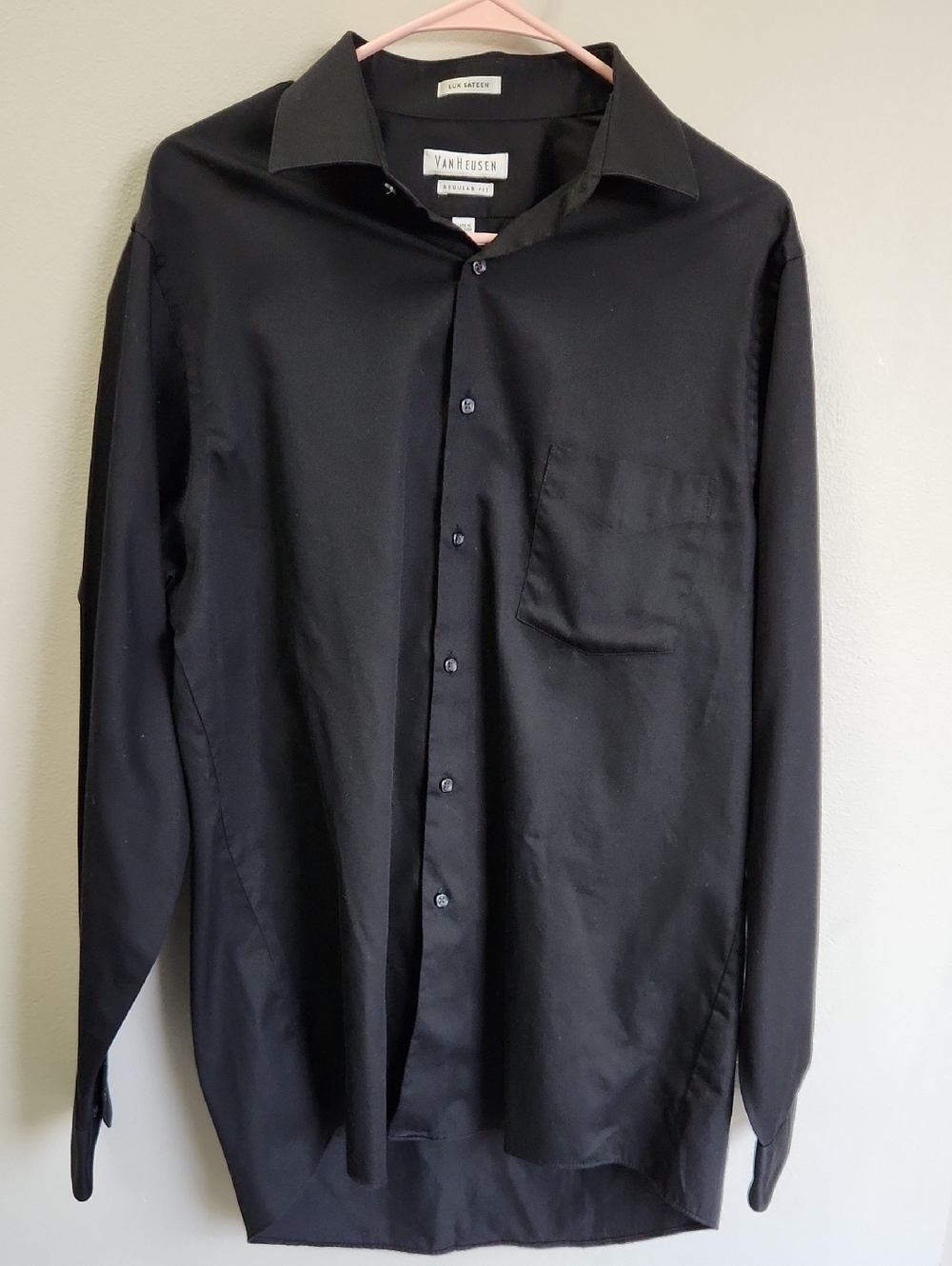 Van Heusen Black Men's Dress Shirt with Chest Pocket